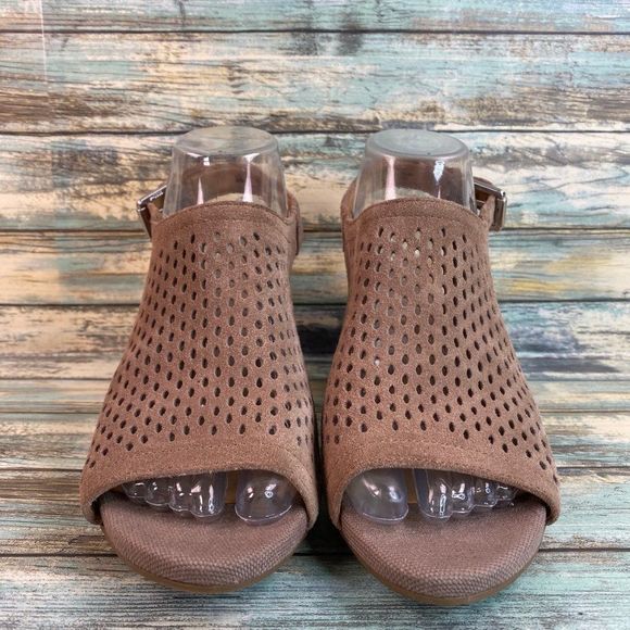 Franco Sarto Mandi2 Brown Suede Slingback Sandal Open Toe Block Heel Womens 8M - Picture 3 of 11